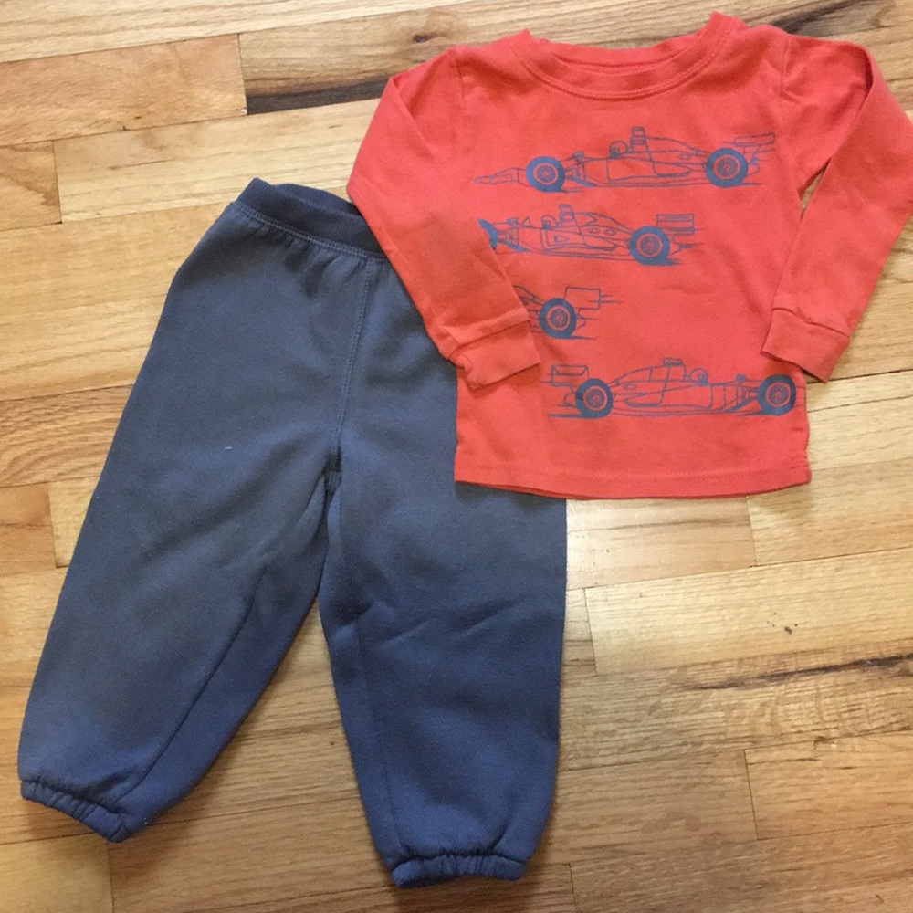 Orange tshirt and brown sweat pants set